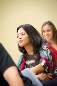 LIM College graduate student in class learning advanced concepts of fashion merchandising. 