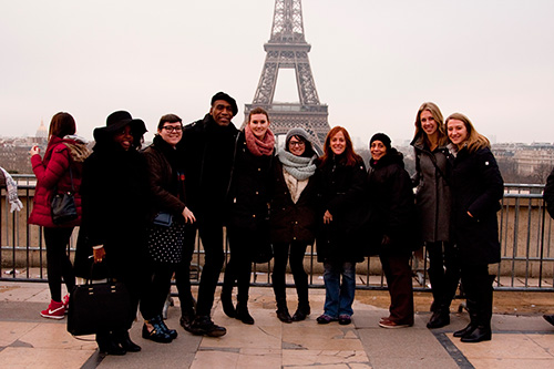 in front of Eiffel Tower