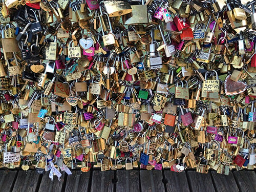 locks closeup from Love Locks Bridge